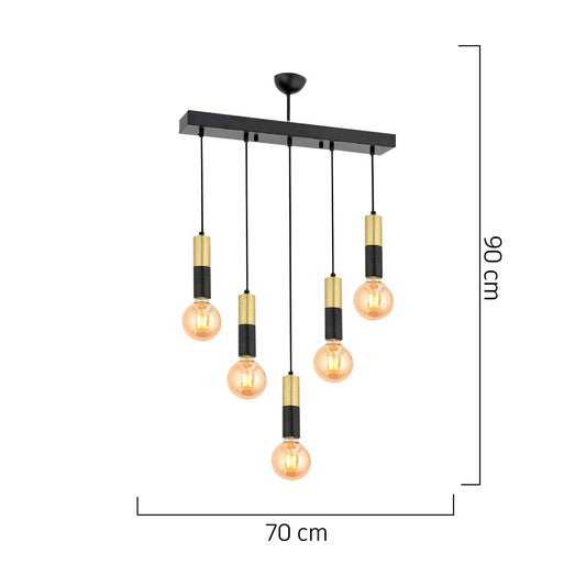 Φωτιστικό Κρεμαστό ArteLibre AQUILA Πεντάφωτο Μαύρο/Χρυσό Μέταλλο 70x90cm - Hippiehome.gr