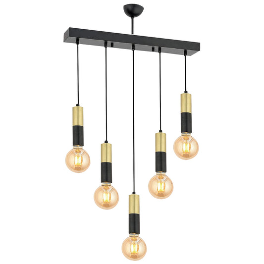 Φωτιστικό Κρεμαστό ArteLibre AQUILA Πεντάφωτο Μαύρο/Χρυσό Μέταλλο 70x90cm - Hippiehome.gr