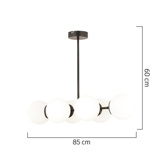 Φωτιστικό Κρεμαστό ArteLibre CEPHEUS Μαύρο/Λευκό Μέταλλο/Γυαλί 85x60cm - Hippiehome.gr