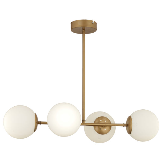 Φωτιστικό Κρεμαστό ArteLibre DELPHINUS Τετράφωτο Χρυσό/Λευκό Μέταλλο/Γυαλί 85x60cm - Hippiehome.gr