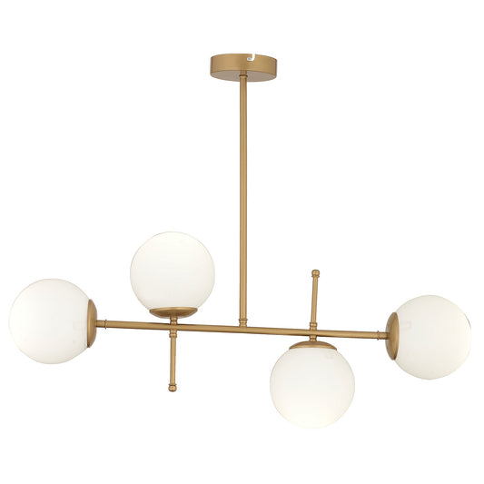 Φωτιστικό Κρεμαστό ArteLibre ERIDANUS Τετράφωτο Χρυσό/Λευκό Μέταλλο/Γυαλί 85x67cm - Hippiehome.gr