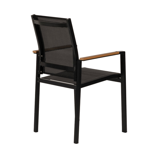 Πολυθρόνα Κήπου ArteLibre KALANDULA Μαύρο/Καρυδί Αλουμίνιο/Ύφασμα 40x47x91cm - Hippiehome.gr