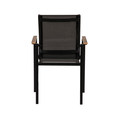 Πολυθρόνα Κήπου ArteLibre KALANDULA Μαύρο/Καρυδί Αλουμίνιο/Ύφασμα 40x47x91cm - Hippiehome.gr