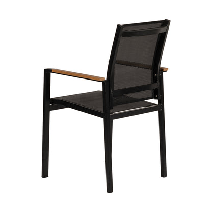 Πολυθρόνα Κήπου ArteLibre KALANDULA Μαύρο/Καρυδί Αλουμίνιο/Ύφασμα 40x47x91cm - Hippiehome.gr