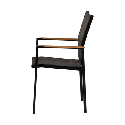 Πολυθρόνα Κήπου ArteLibre KALANDULA Μαύρο/Καρυδί Αλουμίνιο/Ύφασμα 40x47x91cm - Hippiehome.gr