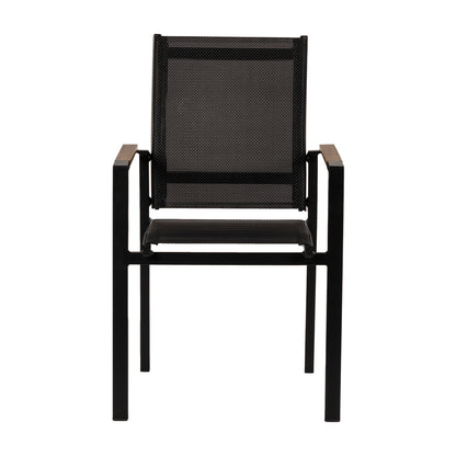 Πολυθρόνα Κήπου ArteLibre KALANDULA Μαύρο/Καρυδί Αλουμίνιο/Ύφασμα 40x47x91cm - Hippiehome.gr