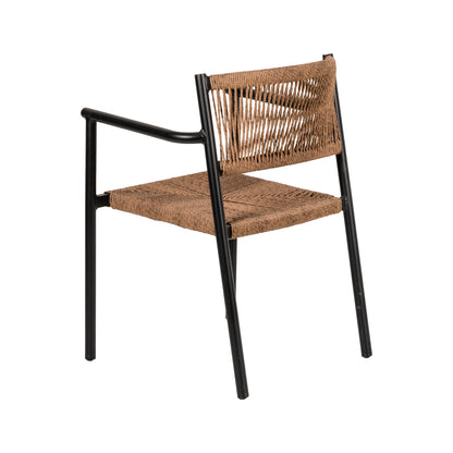 Πολυθρόνα Κήπου ArteLibre INGA Μαύρο/Φυσικό Αλουμίνιο/Rattan 55.5x50x77.5cm - Hippiehome.gr