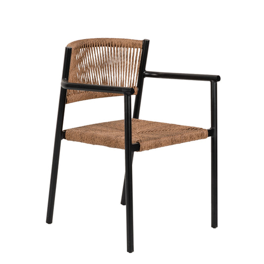 Πολυθρόνα Κήπου ArteLibre INGA Μαύρο/Φυσικό Αλουμίνιο/Rattan 55.5x50x77.5cm - Hippiehome.gr