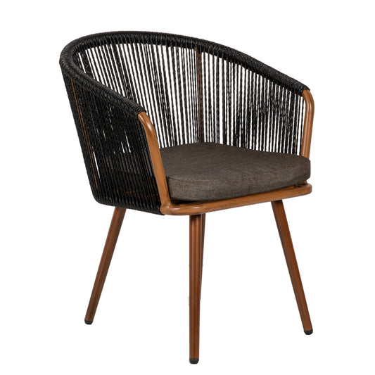 Πολυθρόνα Κήπου ArteLibre LOFOI Μαύρο/Καφέ Αλουμίνιο/Rattan 60x62x81cm - Hippiehome.gr