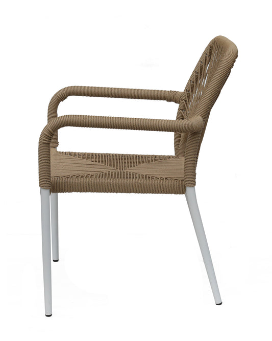 Πολυθρόνα Κήπου ArteLibre TINKISSO Λευκό/Φυσικό Αλουμίνιο/Rattan 57x63x82cm - Hippiehome.gr