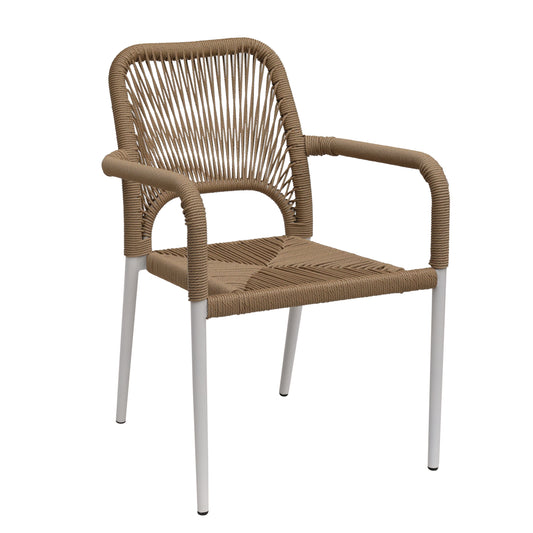 Πολυθρόνα Κήπου ArteLibre TINKISSO Λευκό/Φυσικό Αλουμίνιο/Rattan 57x63x82cm - Hippiehome.gr