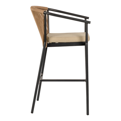 Σκαμπό ArteLibre MANDRAKA Μαύρο/Φυσικό Αλουμίνιο/Rattan 56x63x108cm - Hippiehome.gr