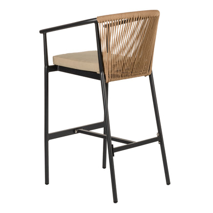 Σκαμπό ArteLibre MANDRAKA Μαύρο/Φυσικό Αλουμίνιο/Rattan 56x63x108cm - Hippiehome.gr