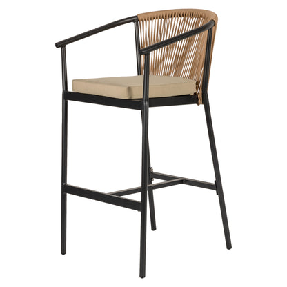 Σκαμπό ArteLibre MANDRAKA Μαύρο/Φυσικό Αλουμίνιο/Rattan 56x63x108cm - Hippiehome.gr