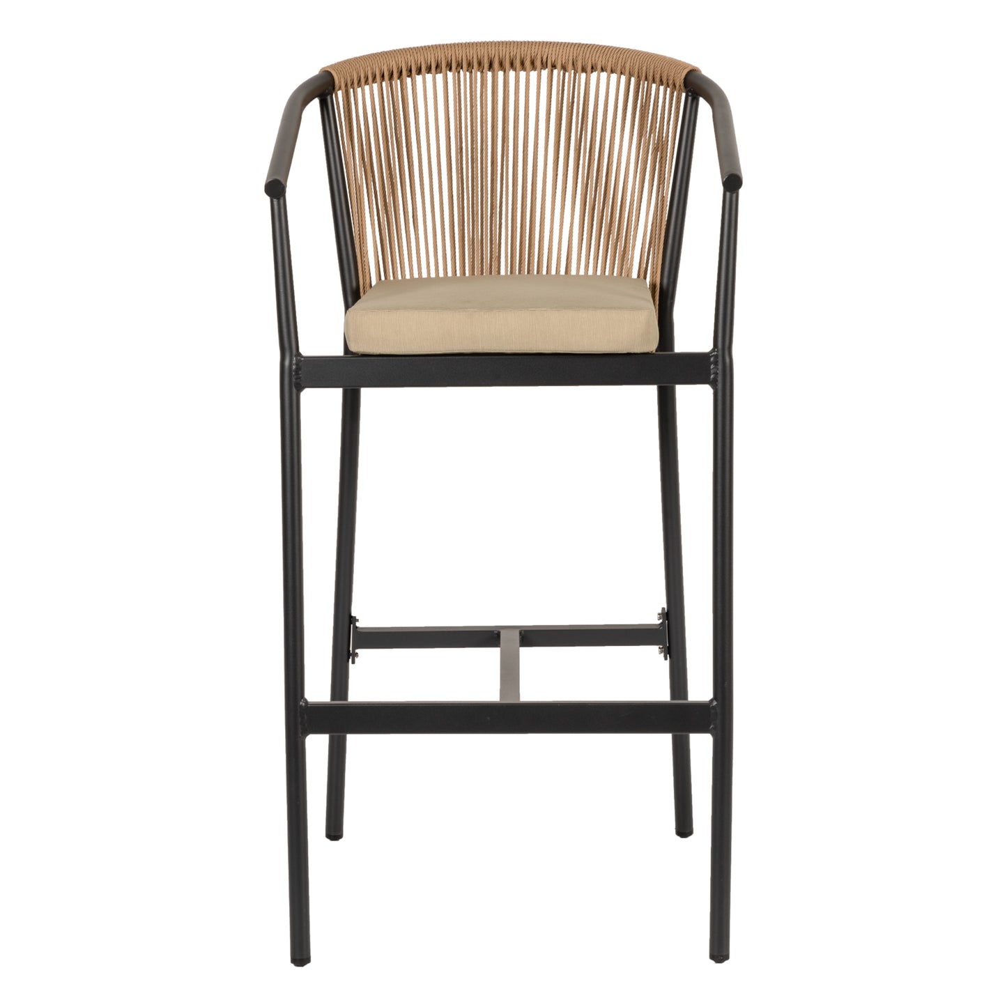 Σκαμπό ArteLibre MANDRAKA Μαύρο/Φυσικό Αλουμίνιο/Rattan 56x63x108cm - Hippiehome.gr