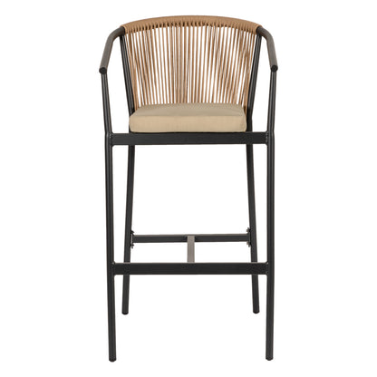 Σκαμπό ArteLibre MANDRAKA Μαύρο/Φυσικό Αλουμίνιο/Rattan 56x63x108cm - Hippiehome.gr