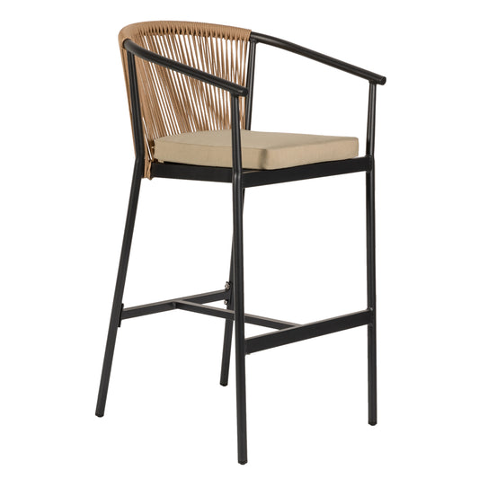 Σκαμπό ArteLibre MANDRAKA Μαύρο/Φυσικό Αλουμίνιο/Rattan 56x63x108cm - Hippiehome.gr