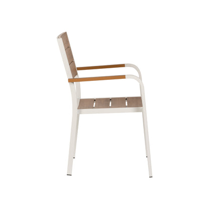 Πολυθρόνα Κήπου ArteLibre GOUINA Λευκό/Καρυδί Αλουμίνιο/Ξύλο 55x55x86cm - Hippiehome.gr