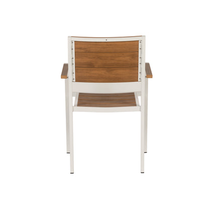 Πολυθρόνα Κήπου ArteLibre GOUINA Λευκό/Καρυδί Αλουμίνιο/Ξύλο 55x55x86cm - Hippiehome.gr