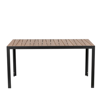 Τραπέζι Κήπου ArteLibre OUZOUD Μαύρο/Καρυδί Αλουμίνιο/Ξύλο 150x90x74cm - Hippiehome.gr