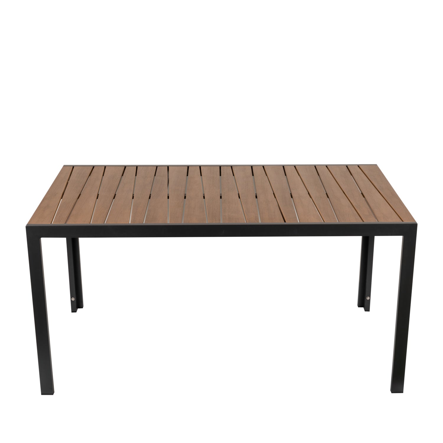 Τραπέζι Κήπου ArteLibre OUZOUD Μαύρο/Καρυδί Αλουμίνιο/Ξύλο 150x90x74cm - Hippiehome.gr