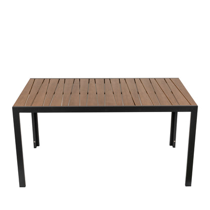 Τραπέζι Κήπου ArteLibre OUZOUD Μαύρο/Καρυδί Αλουμίνιο/Ξύλο 150x90x74cm - Hippiehome.gr