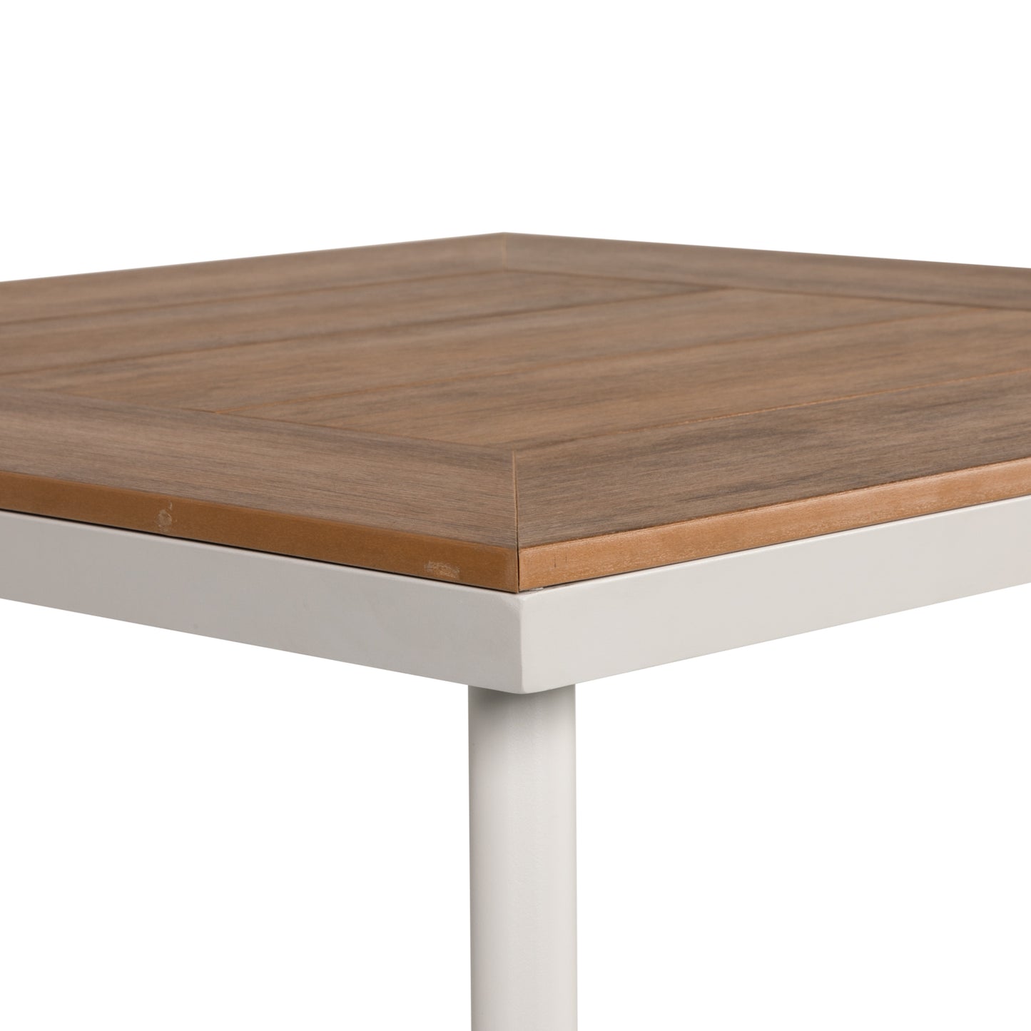 Τραπέζι Κήπου ArteLibre EPUPA Λευκό/Καρυδί Αλουμίνιο/Ξύλο 80x80x73cm - Hippiehome.gr