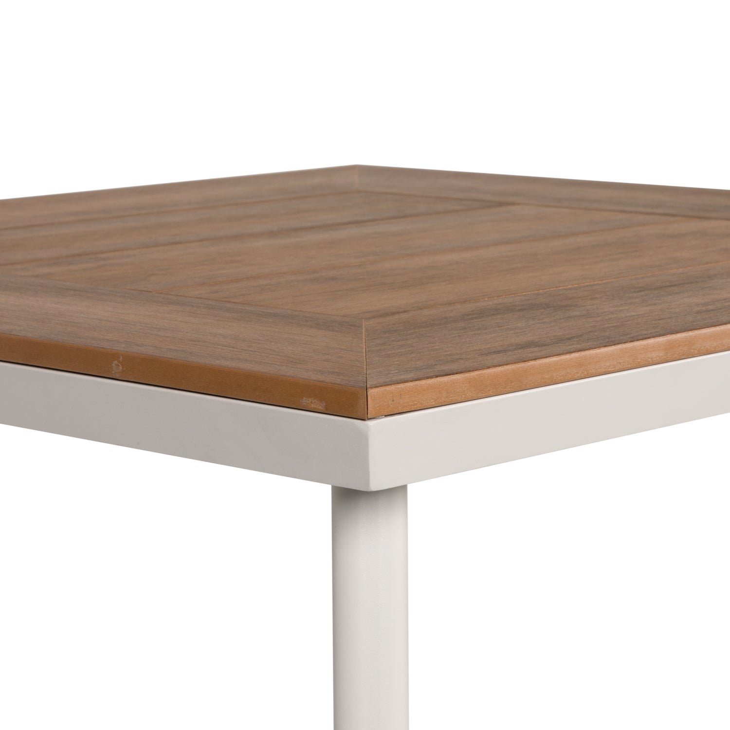 Τραπέζι Κήπου ArteLibre EPUPA Λευκό/Καρυδί Αλουμίνιο/Ξύλο 80x80x73cm - Hippiehome.gr