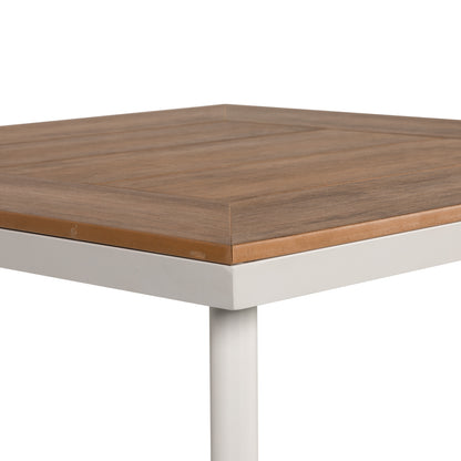 Τραπέζι Κήπου ArteLibre EPUPA Λευκό/Καρυδί Αλουμίνιο/Ξύλο 80x80x73cm - Hippiehome.gr