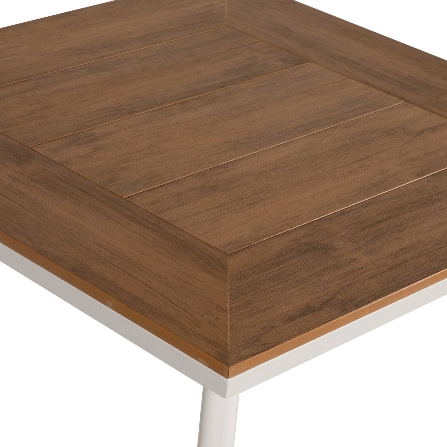 Τραπέζι Κήπου ArteLibre EPUPA Λευκό/Καρυδί Αλουμίνιο/Ξύλο 80x80x73cm - Hippiehome.gr