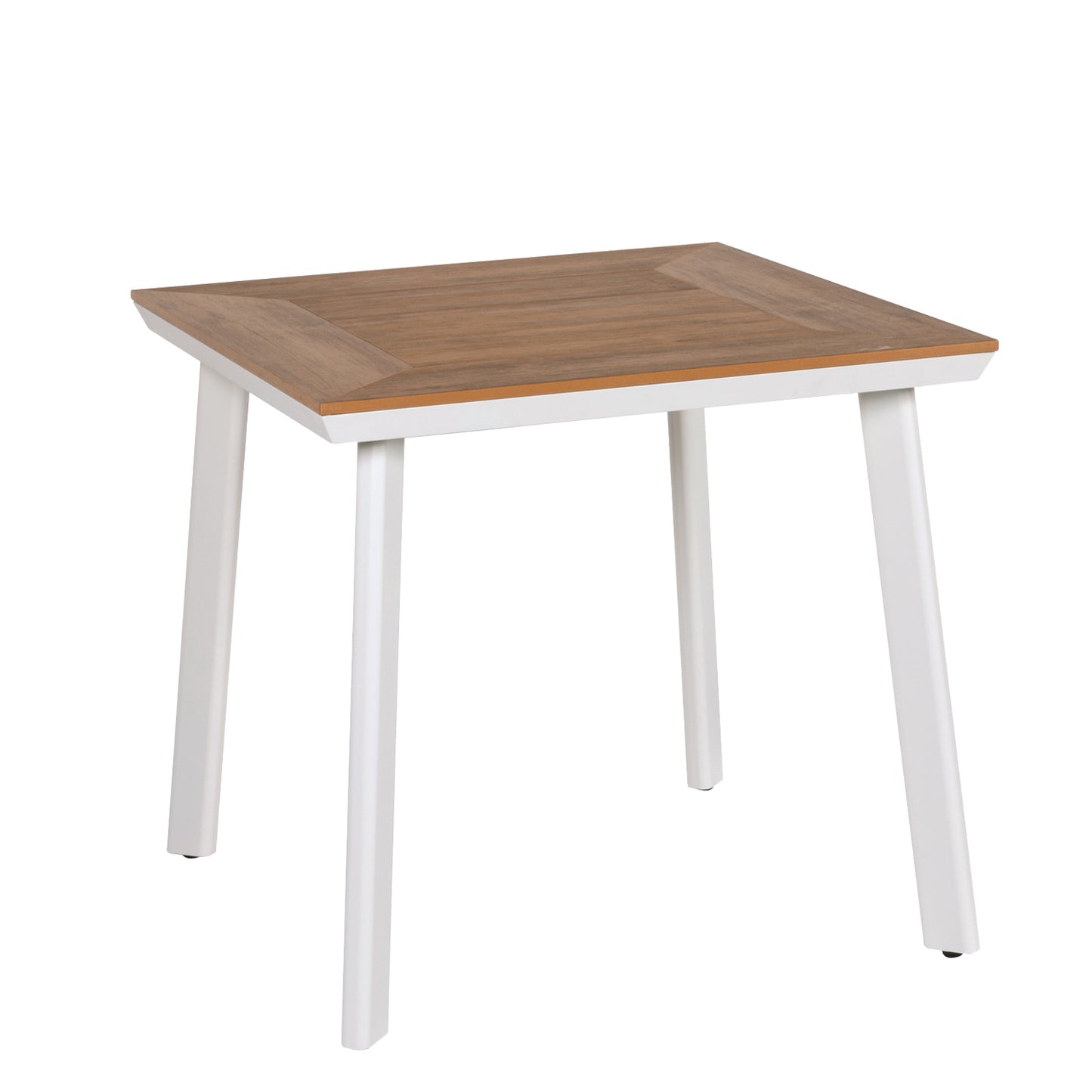 Τραπέζι Κήπου ArteLibre EPUPA Λευκό/Καρυδί Αλουμίνιο/Ξύλο 80x80x73cm - Hippiehome.gr