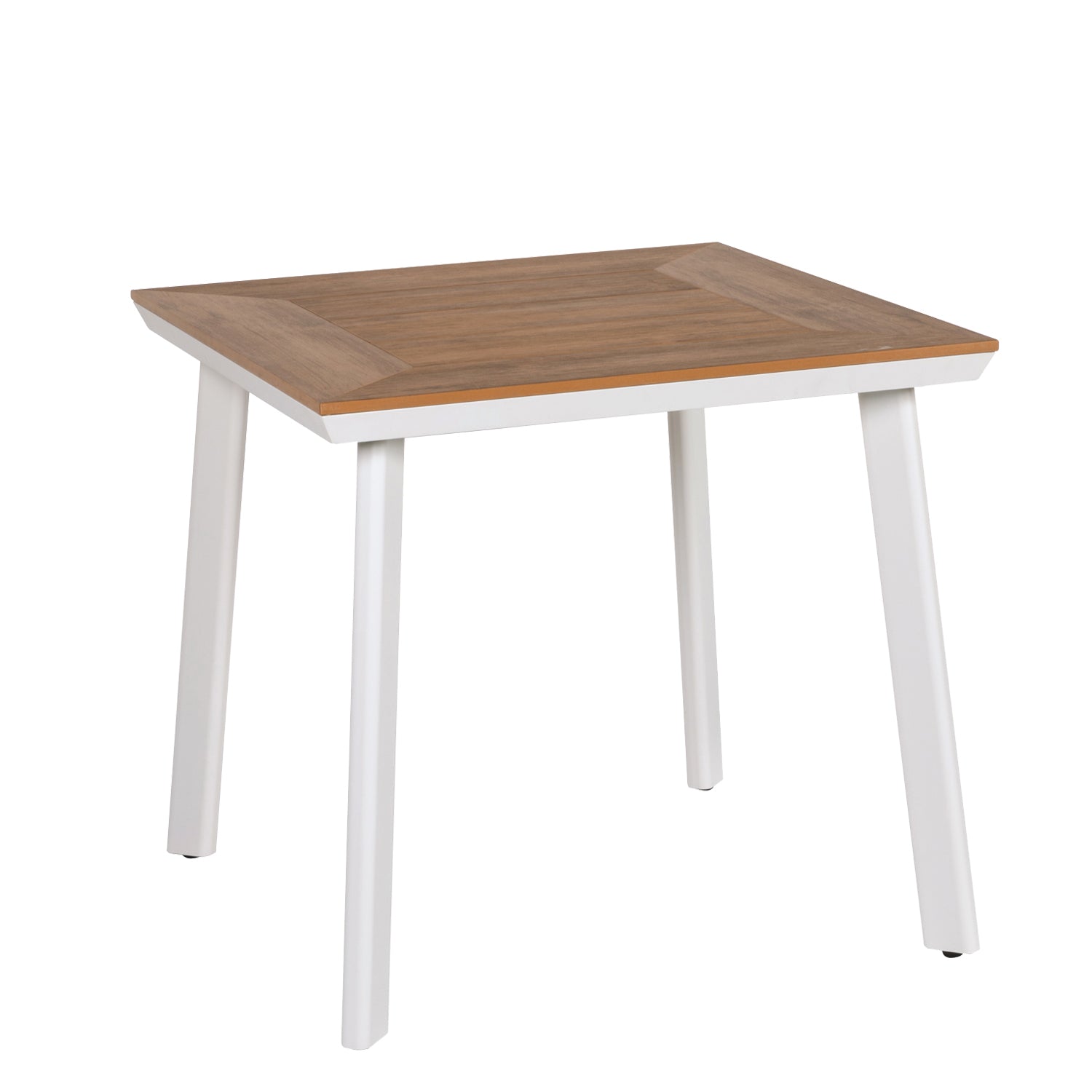 Τραπέζι Κήπου ArteLibre EPUPA Λευκό/Καρυδί Αλουμίνιο/Ξύλο 80x80x73cm - Hippiehome.gr