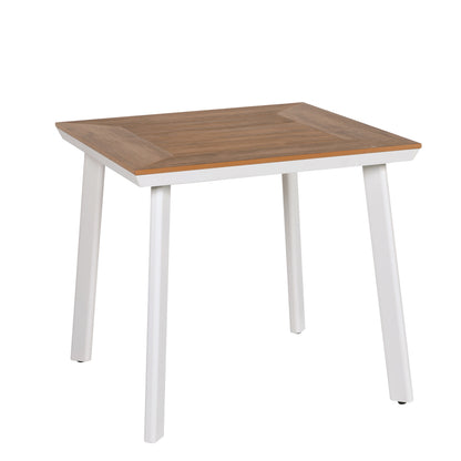Τραπέζι Κήπου ArteLibre EPUPA Λευκό/Καρυδί Αλουμίνιο/Ξύλο 80x80x73cm - Hippiehome.gr