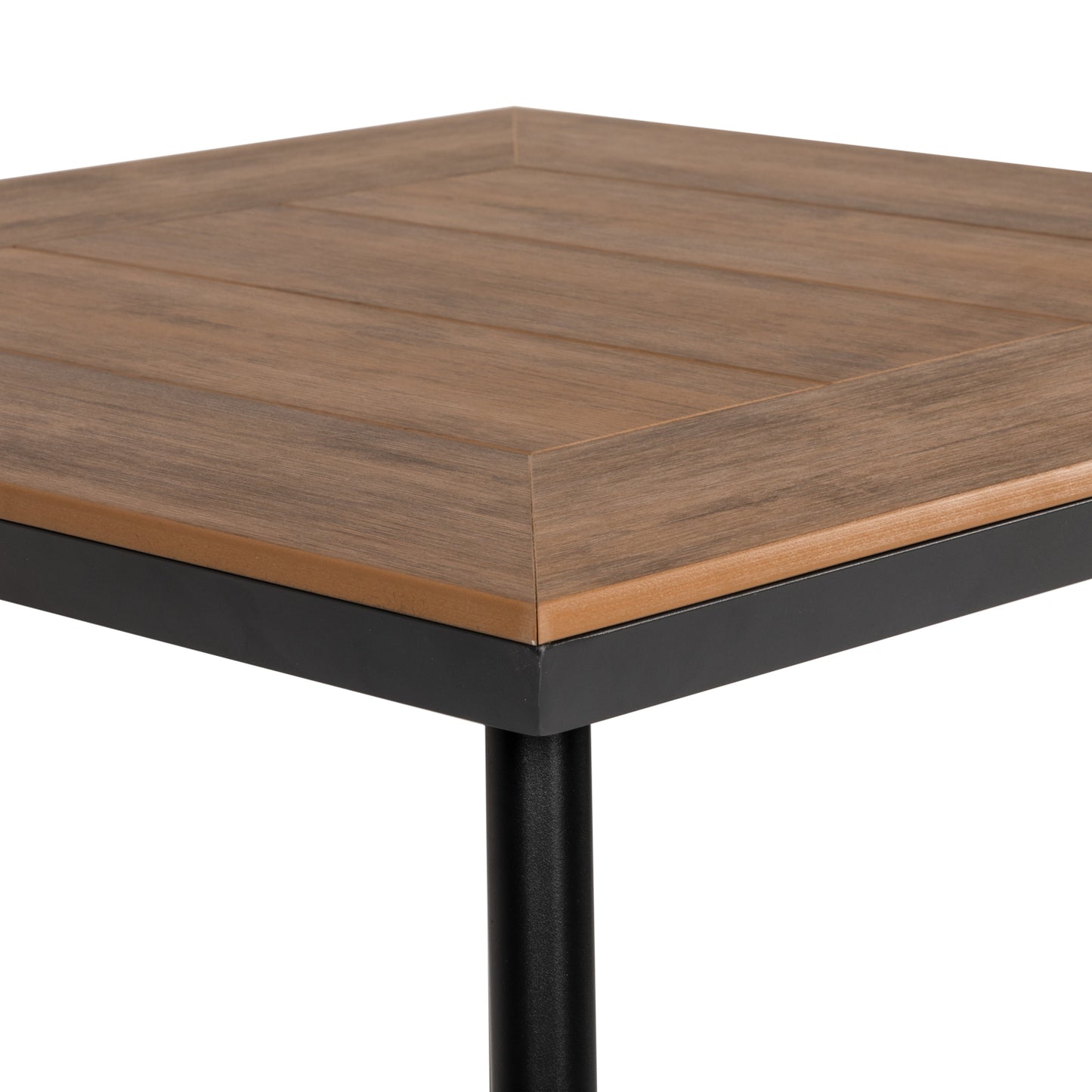 Τραπέζι Κήπου ArteLibre EPUPA Μαύρο/Καρυδί Αλουμίνιο/Ξύλο 80x80x73cm - Hippiehome.gr