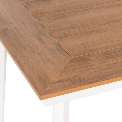 Τραπέζι Κήπου ArteLibre EPUPA Λευκό/Καρυδί Αλουμίνιο/Ξύλο 120x80x73cm - Hippiehome.gr