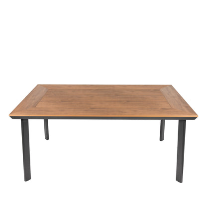 Τραπέζι Κήπου ArteLibre EPUPA Μαύρο/Καρυδί Αλουμίνιο/Ξύλο 160x90x73cm - Hippiehome.gr