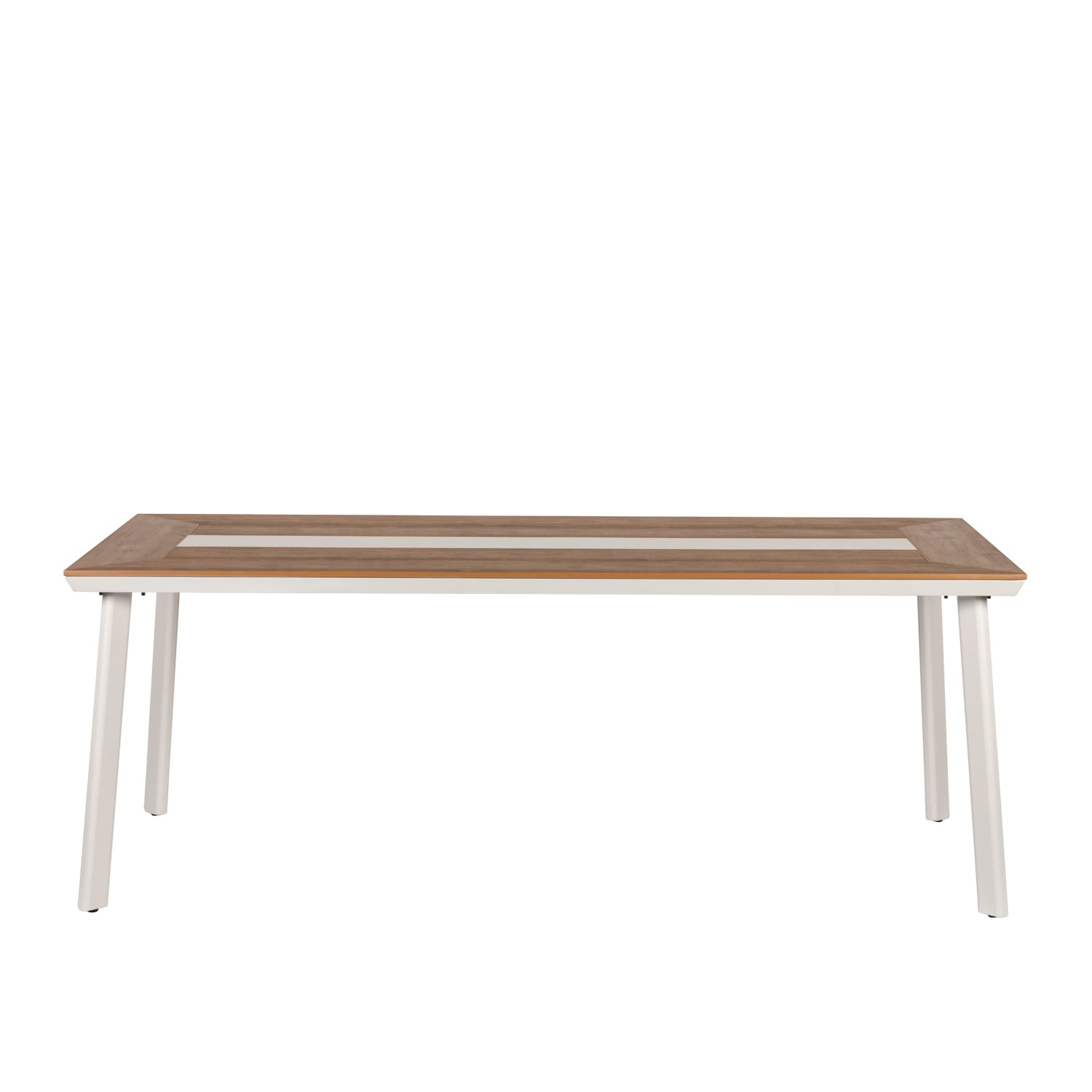 Τραπέζι Κήπου ArteLibre RUACANA Λευκό/Καρυδί Αλουμίνιο/Ξύλο 200x90x73cm - Hippiehome.gr