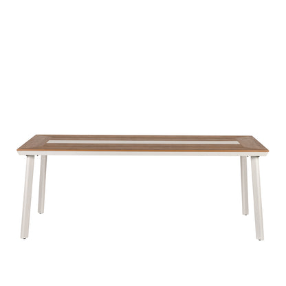 Τραπέζι Κήπου ArteLibre RUACANA Λευκό/Καρυδί Αλουμίνιο/Ξύλο 200x90x73cm - Hippiehome.gr
