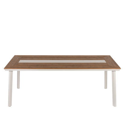 Τραπέζι Κήπου ArteLibre RUACANA Λευκό/Καρυδί Αλουμίνιο/Ξύλο 200x90x73cm - Hippiehome.gr