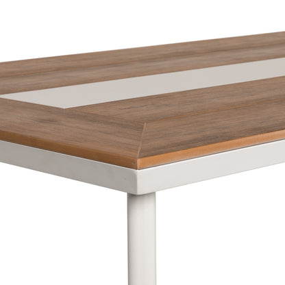 Τραπέζι Κήπου ArteLibre RUACANA Λευκό/Καρυδί Αλουμίνιο/Ξύλο 200x90x73cm - Hippiehome.gr