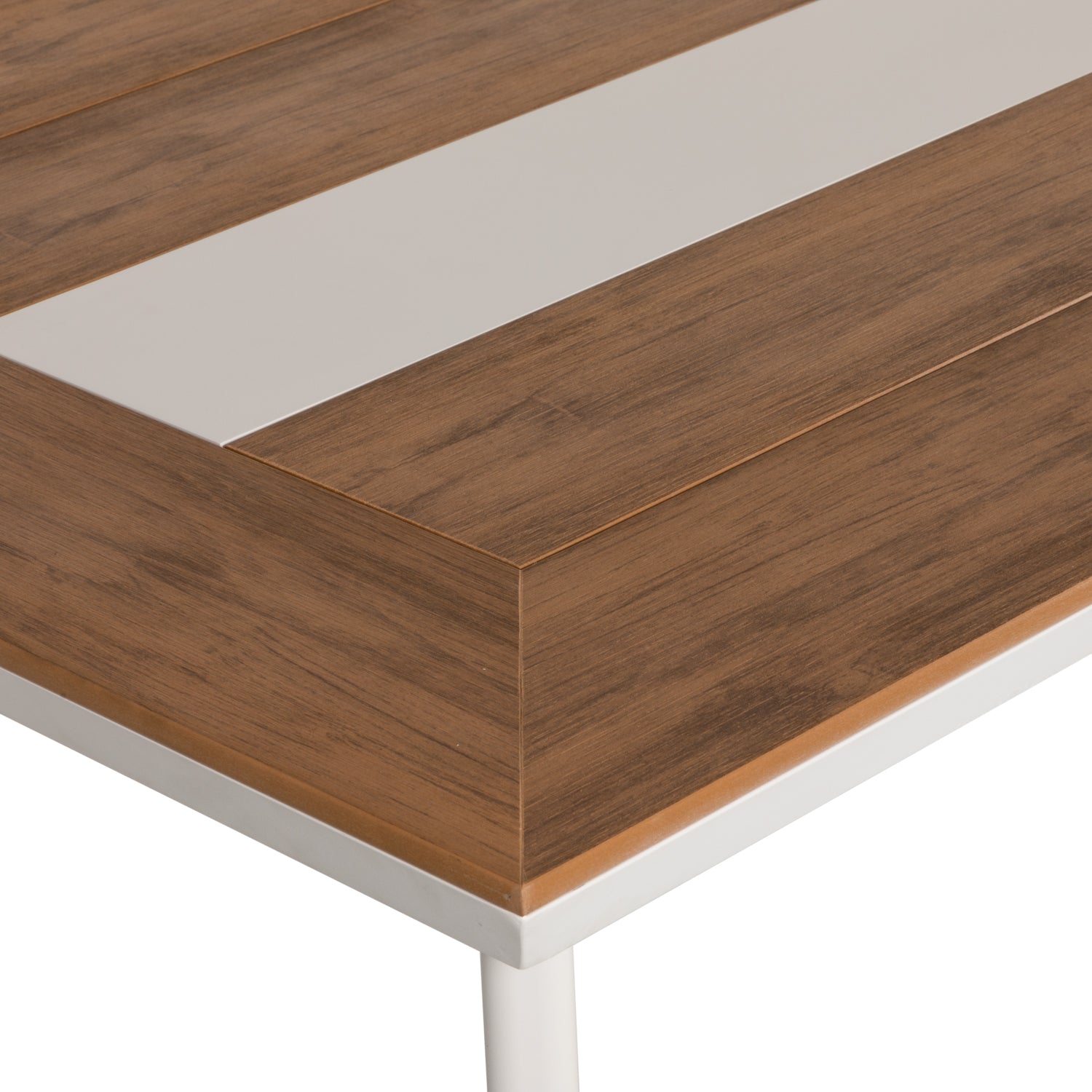 Τραπέζι Κήπου ArteLibre RUACANA Λευκό/Καρυδί Αλουμίνιο/Ξύλο 200x90x73cm - Hippiehome.gr