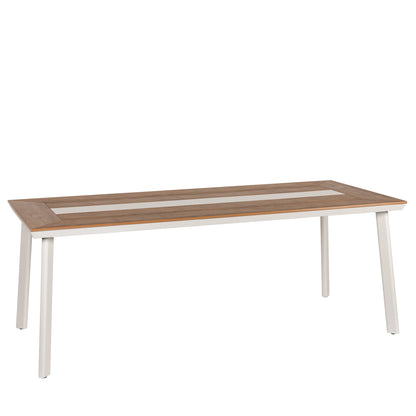 Τραπέζι Κήπου ArteLibre RUACANA Λευκό/Καρυδί Αλουμίνιο/Ξύλο 200x90x73cm - Hippiehome.gr