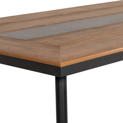 Τραπέζι Κήπου ArteLibre RUACANA Μαύρο/Καρυδί Αλουμίνιο/Ξύλο 200x90x73cm - Hippiehome.gr
