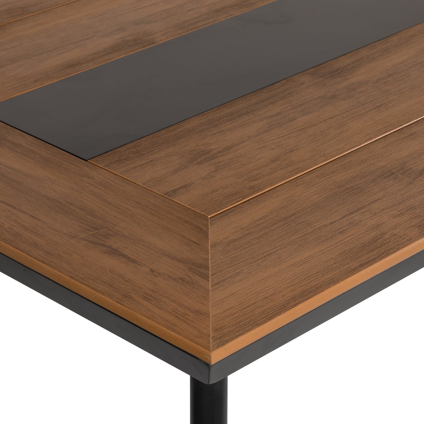 Τραπέζι Κήπου ArteLibre RUACANA Μαύρο/Καρυδί Αλουμίνιο/Ξύλο 200x90x73cm - Hippiehome.gr