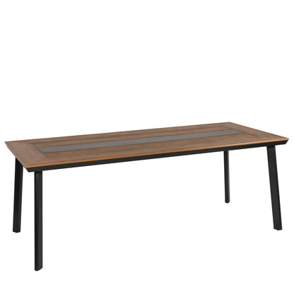 Τραπέζι Κήπου ArteLibre RUACANA Μαύρο/Καρυδί Αλουμίνιο/Ξύλο 200x90x73cm - Hippiehome.gr