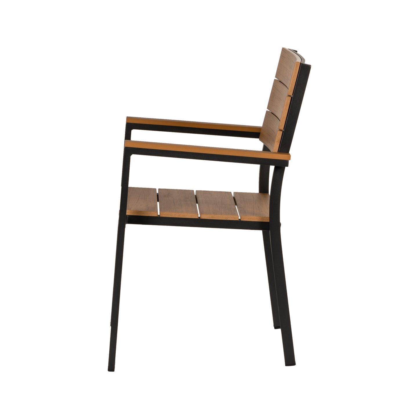 Πολυθρόνα Κήπου ArteLibre GURARA Μαύρο/Καρυδί Αλουμίνιο/Ξύλο 60x55x86cm - Hippiehome.gr