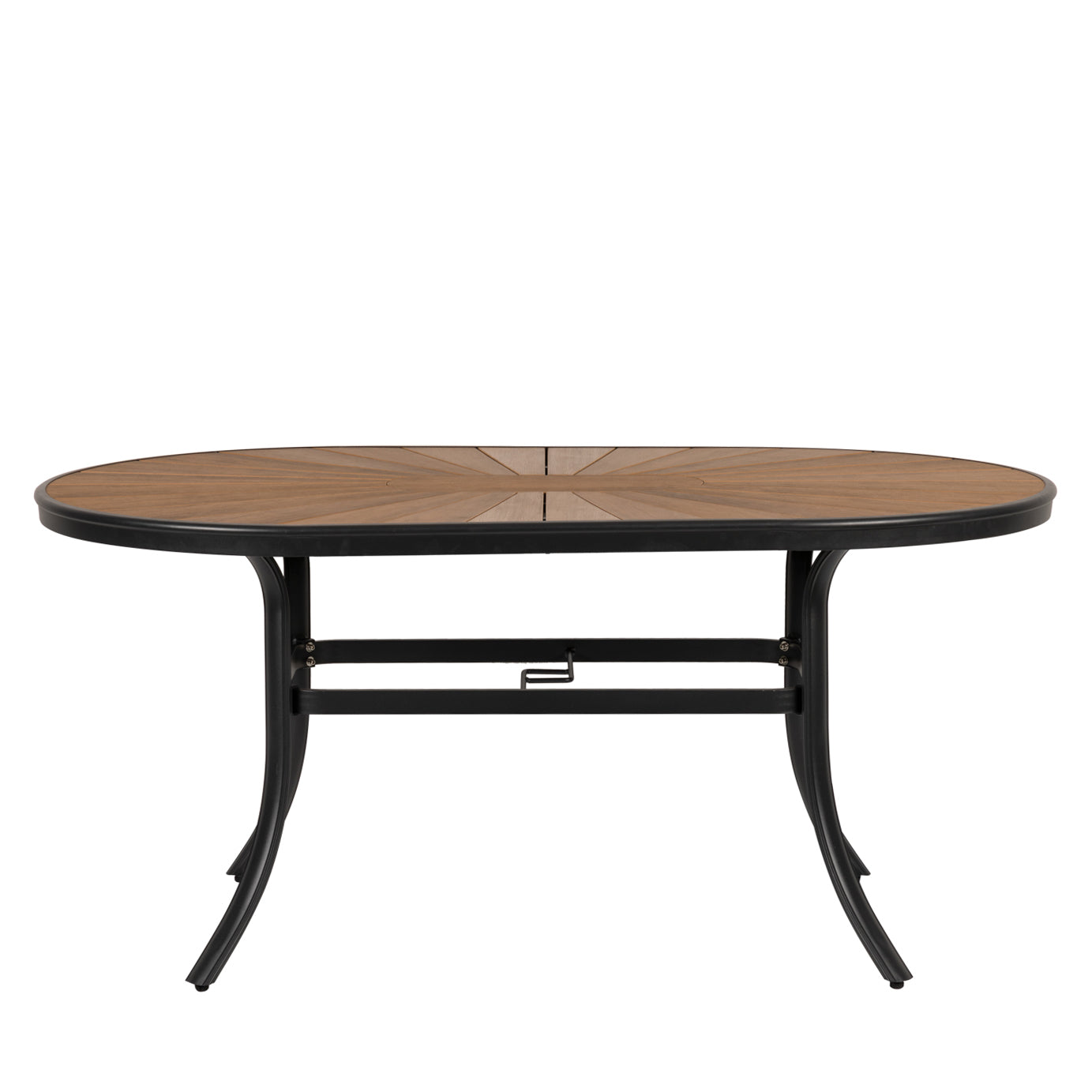 Τραπέζι Κήπου ArteLibre RUSUMO Μαύρο/Καρυδί Αλουμίνιο/Ξύλο 150x90x73cm - Hippiehome.gr