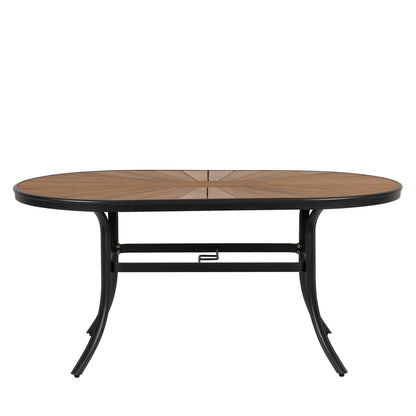 Τραπέζι Κήπου ArteLibre RUSUMO Μαύρο/Καρυδί Αλουμίνιο/Ξύλο 150x90x73cm - Hippiehome.gr