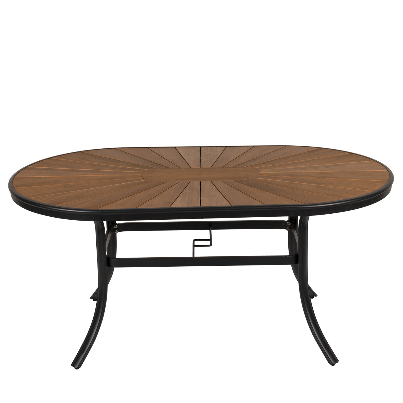 Τραπέζι Κήπου ArteLibre RUSUMO Μαύρο/Καρυδί Αλουμίνιο/Ξύλο 150x90x73cm - Hippiehome.gr