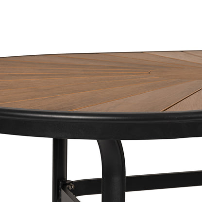 Τραπέζι Κήπου ArteLibre RUSUMO Μαύρο/Καρυδί Αλουμίνιο/Ξύλο 150x90x73cm - Hippiehome.gr